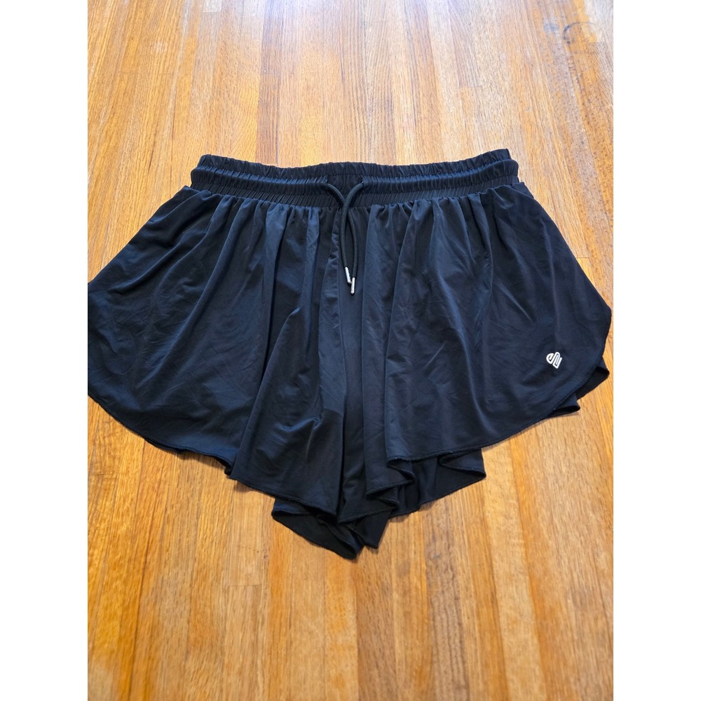 Justice Girls XL (16/18) Black Flutter Elastic Drawstring Active Sport Run Short